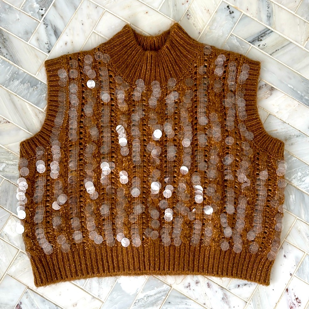 Zara Sequin Mod Sweater Vest